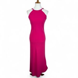 Calvin Klein Pink Sleeveless high neck V back Full-Length Evening Dress 6